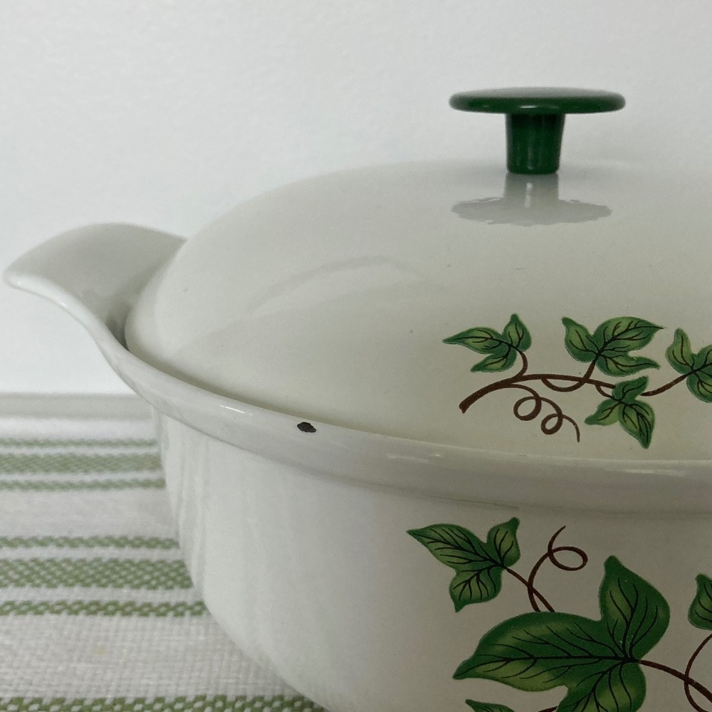 Vintage Green Ivy PRIZER-WARE 2 QT Cast Iron Casserole Dish w/ Cover Lid - Picture 12 of 14